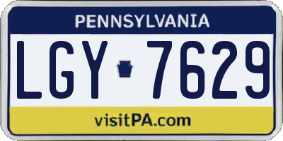 PA license plate LGY7629