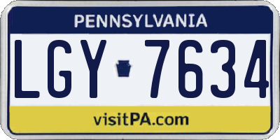 PA license plate LGY7634