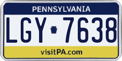 PA license plate LGY7638