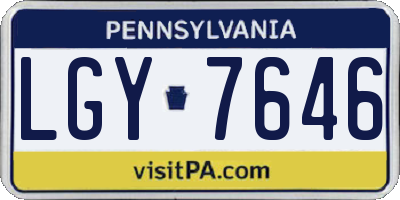 PA license plate LGY7646