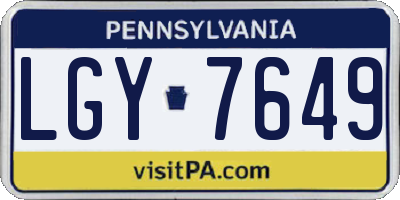 PA license plate LGY7649