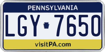 PA license plate LGY7650