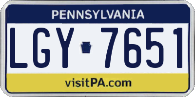 PA license plate LGY7651