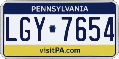 PA license plate LGY7654