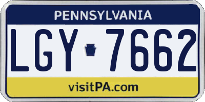 PA license plate LGY7662