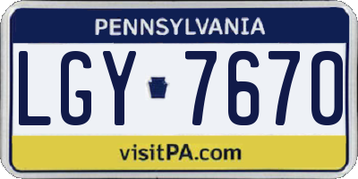 PA license plate LGY7670