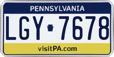 PA license plate LGY7678