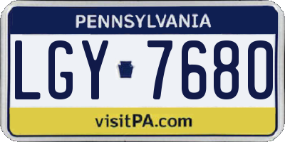 PA license plate LGY7680
