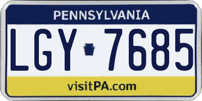 PA license plate LGY7685