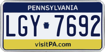 PA license plate LGY7692
