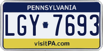PA license plate LGY7693
