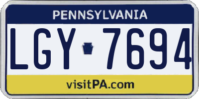 PA license plate LGY7694