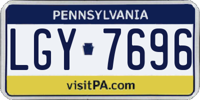 PA license plate LGY7696