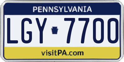 PA license plate LGY7700