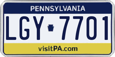 PA license plate LGY7701