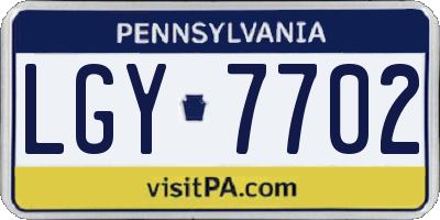 PA license plate LGY7702
