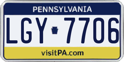 PA license plate LGY7706