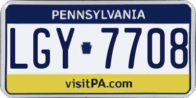 PA license plate LGY7708
