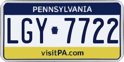 PA license plate LGY7722