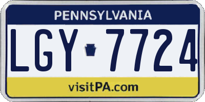 PA license plate LGY7724