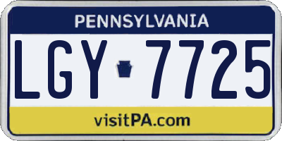 PA license plate LGY7725