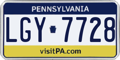 PA license plate LGY7728