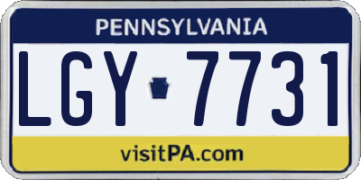 PA license plate LGY7731