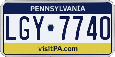 PA license plate LGY7740
