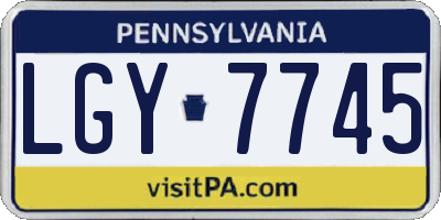 PA license plate LGY7745