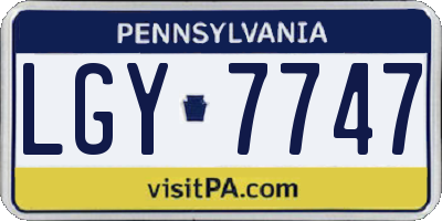 PA license plate LGY7747