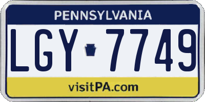 PA license plate LGY7749