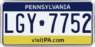 PA license plate LGY7752