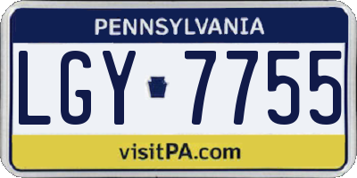 PA license plate LGY7755