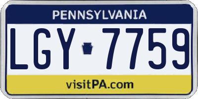 PA license plate LGY7759
