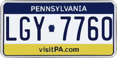 PA license plate LGY7760