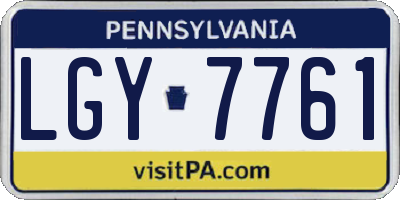 PA license plate LGY7761