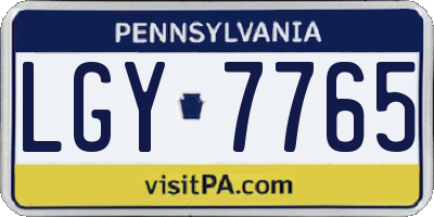 PA license plate LGY7765