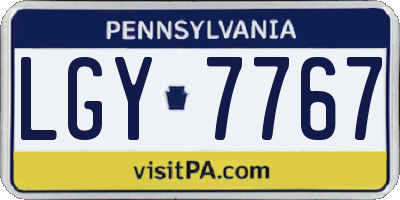 PA license plate LGY7767