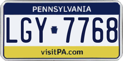 PA license plate LGY7768