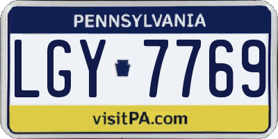 PA license plate LGY7769