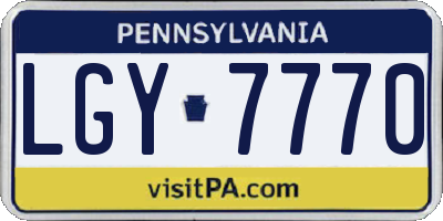 PA license plate LGY7770