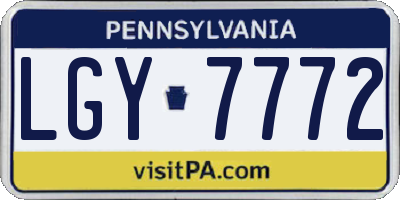PA license plate LGY7772