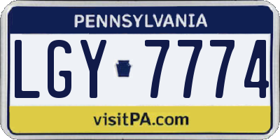 PA license plate LGY7774