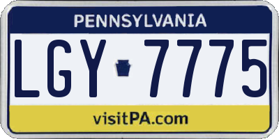 PA license plate LGY7775