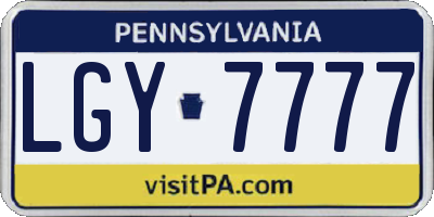 PA license plate LGY7777