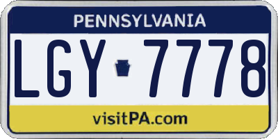 PA license plate LGY7778
