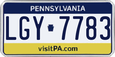 PA license plate LGY7783