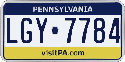 PA license plate LGY7784