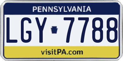 PA license plate LGY7788