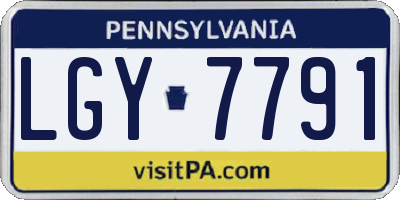 PA license plate LGY7791